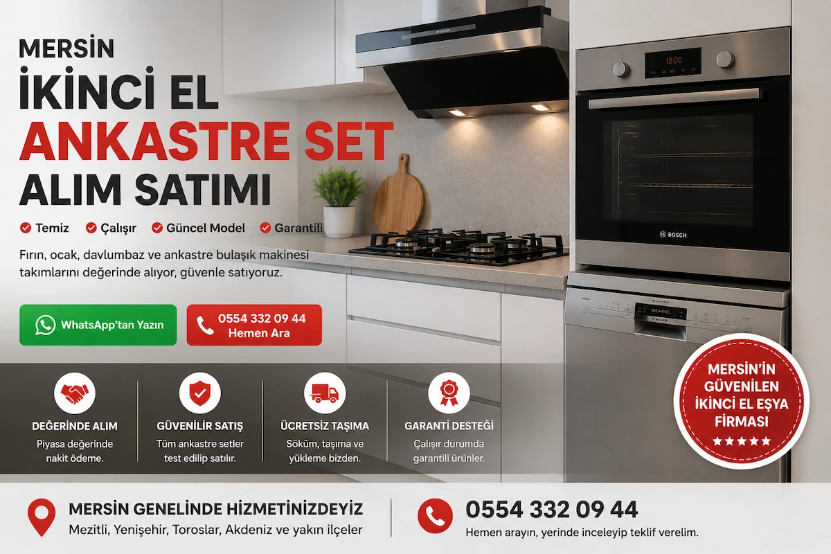 Mersin İkinci El Ankastre Set alım satımı fırın ocak davlumbaz