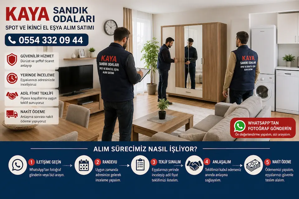 Kaya Sandık Odaları ekibi, Mersin'de ikinci el eşyaları adresinde inceleyerek değerinde fiyat teklifi sunuyor.